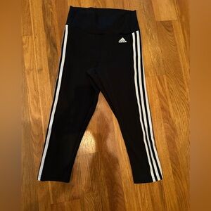Adidas Black Leggings with White Stripes